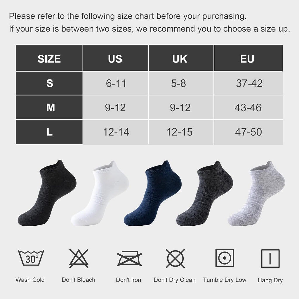 Niorasen Bamboo Trainer Socks for Men & Women, 6 Pairs, Low Cut