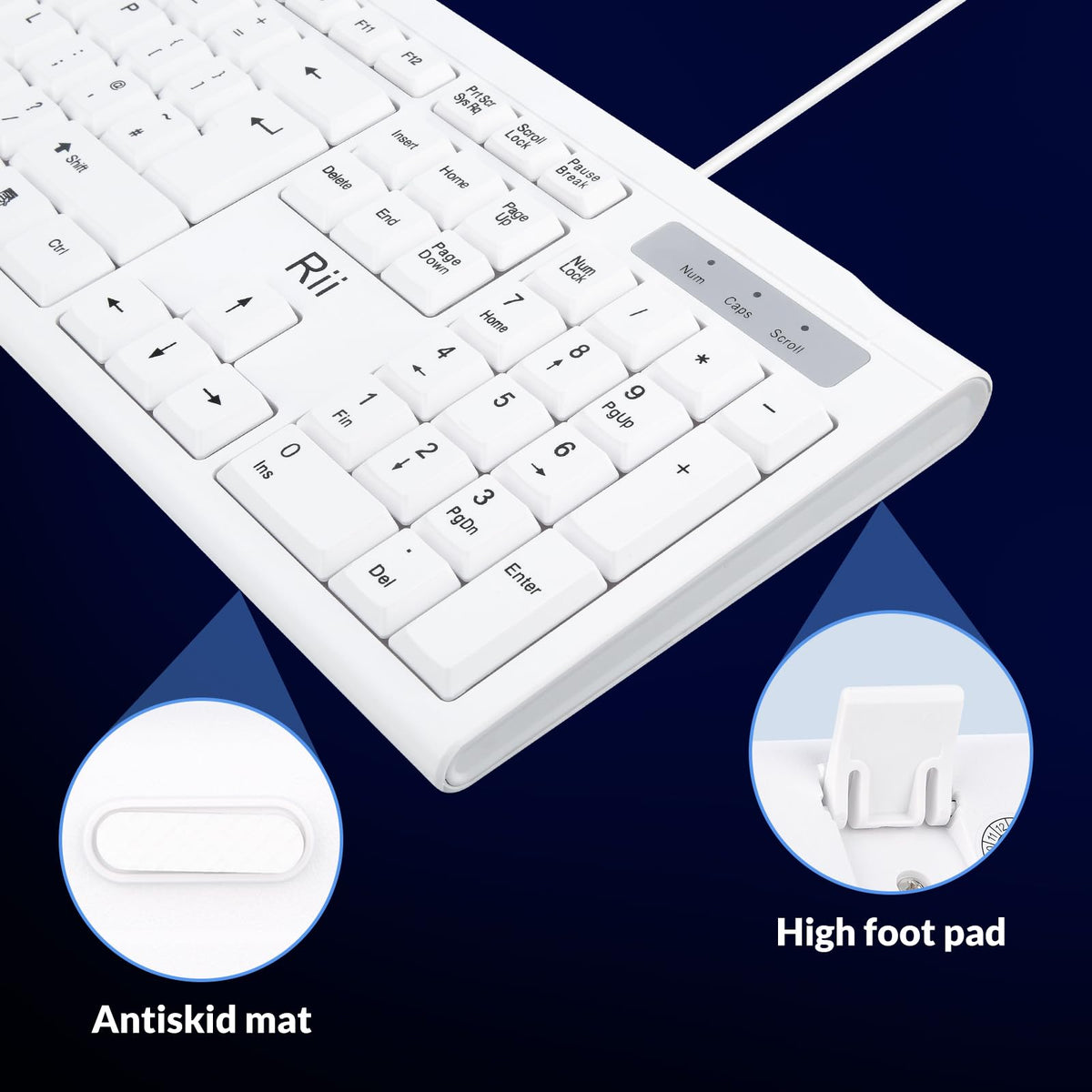 Rii RK907 USB Wired Keyboard Full Size Office Keyboard Compatible with Mac PC Tablet Windows Android Microsoft UK Layout