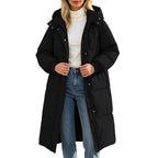 Winter Jacket Women Long With Hood, Plus Size Puffer Jackets For Women Uk,Ladies Coats And Jackets With Pockets Windproof Coats Black Parka Coat For Outdoor Hiking Travel