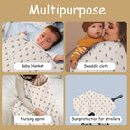 Aolso Breastfeeding Cover Nursing Cover, Muslin Cotton Soft Breathable Nursing Cover, Adjustable Strap Breast Feeding Coverall for Car Seat Blanket and Stroller Coverall (White-Bear)