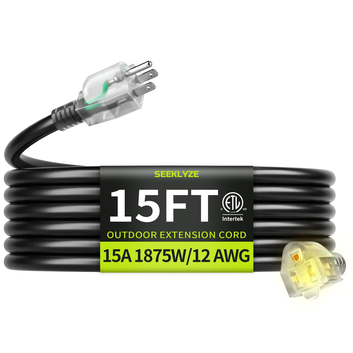 16/3 Black Extension Cord 6 FT Indoor, Short Extension Cord