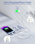 Aioneus iPhone Charger Cable 1M, MFi Certified Lightning Cable Fast iPhone Charging Cable Nylon Braided USB iPhone Charger Lead for iPhone 14 13 12 11 Pro Max XR XS X Max 8 7 6s Plus SE, iPad