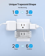 TROND Multi Plug Outlet Extender with USB, 2 Pack Plug Splitter