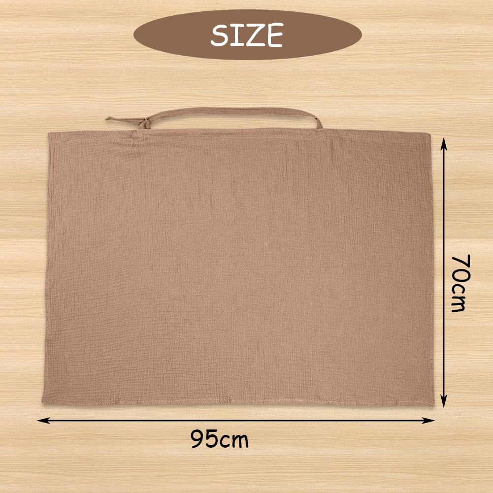 Aolso Breastfeeding Cover Nursing Cover, Muslin Cotton Soft Breathable Nursing Cover, Adjustable Strap Breast Feeding Coverall for Car Seat Blanket and Stroller Coverall (White-Bear)
