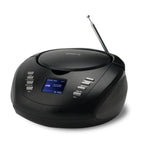 Groov-e Original Boombox - Portable CD Player with Bluetooth, Radio, 3.5mm Aux Port, & Headphone Socket - LED Display, 2 x 1.2W Speakers - Battery or Mains Powered - Blue