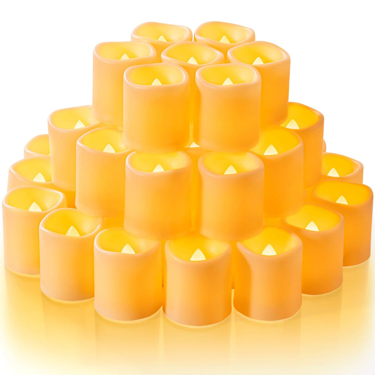 Homemory 24 Pack Red Flameless Flickering LED Votive Tealights Candles
