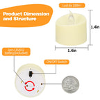 100 Pack Flickering LED Tea Lights, Last 100H+, Warm White Light