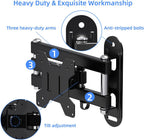Suptek Full Motion TV Wall Mount Bracket for Most 13-30 inch TVs and Monitors, Flat and Curved TVs up to 28lbs, Tilt Swivel and 16.9 inch Extension, Max VESA 100x100mm, Black, MA2776