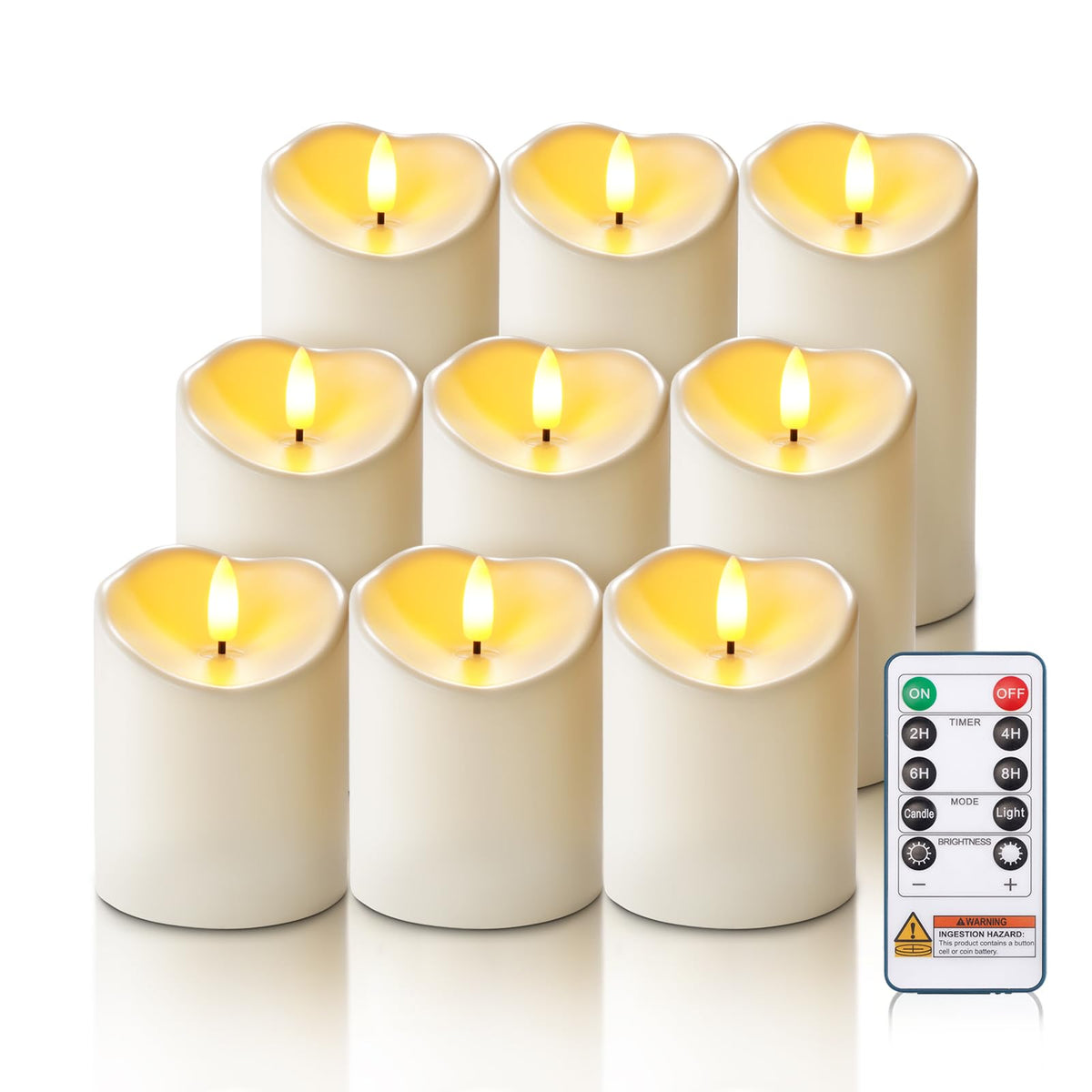 Homemory Orange Drip Real Wax Flameless Candles with Remote Timer, Set of 3