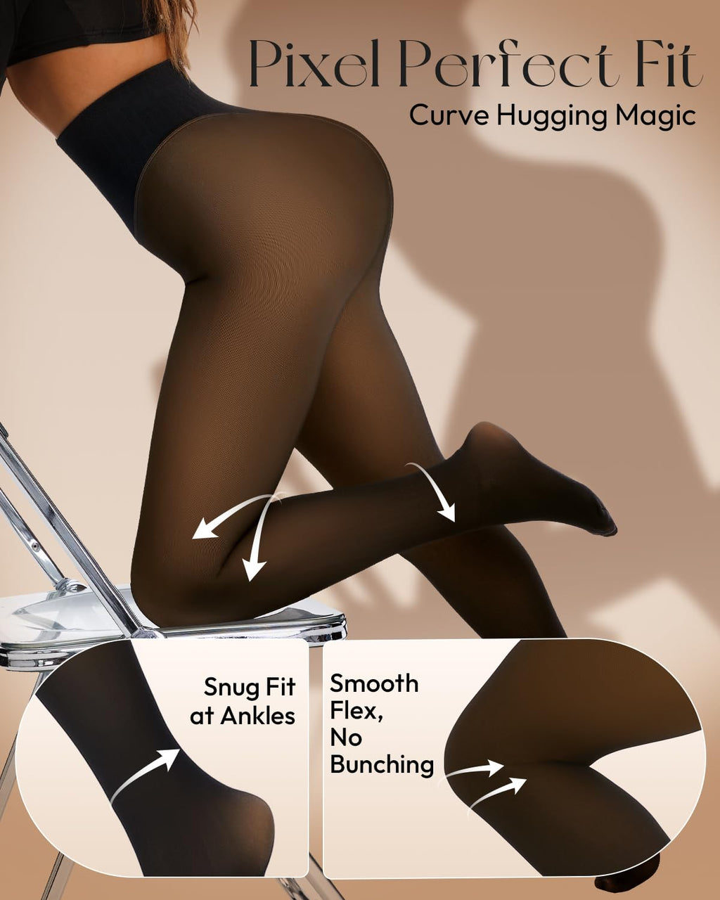Fleece Lined Tights Leggings Women High Waist Sheer Thermal Tights