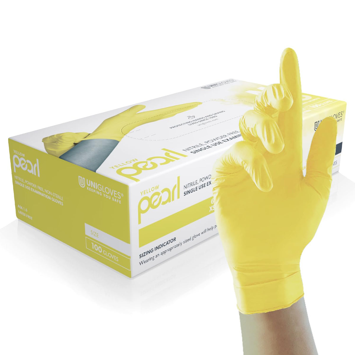 UNIGLOVES Black Pearl Nitrile Examination Gloves - Multipurpose, Powder Free and Latex Free Disposable Gloves - Box of 100 Gloves, Black, Large (GP0034)