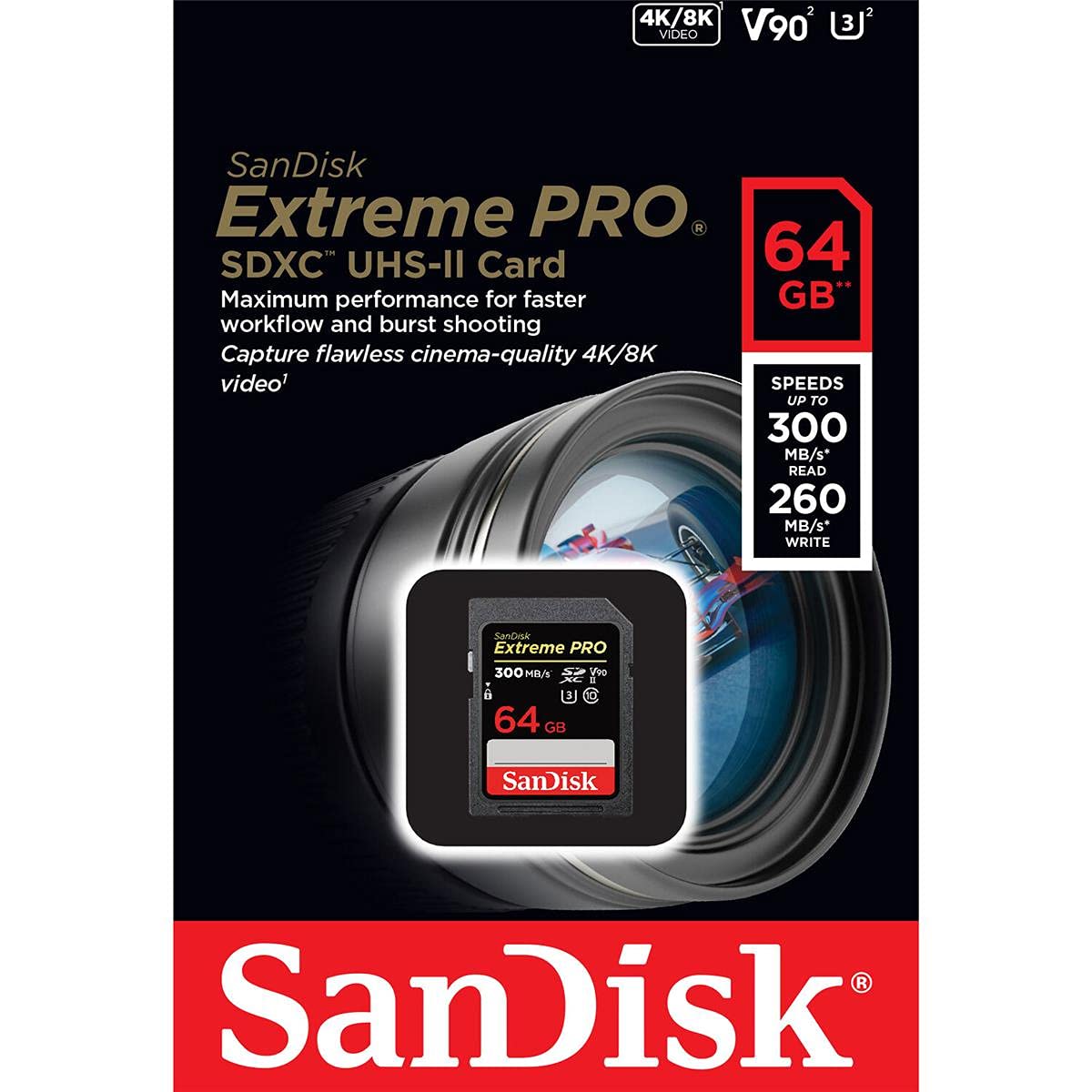 SanDisk 1TB Extreme PRO SDXC card, SD Card, V60 Memory card, 6K & 4K UHD, up to 280 MB/s, Shock, Temperature, Water and X-Ray Proof, RescuePro Deluxe data recovery software, UHS-II, Class 10, U3