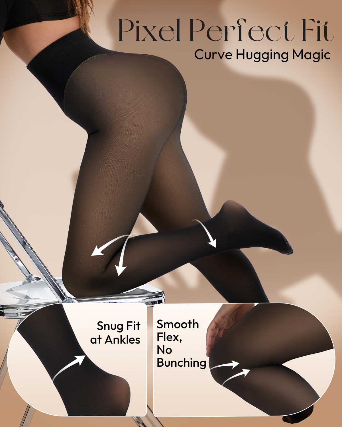 Fleece Lined Tights Leggings Women High Waist Sheer Thermal Tights