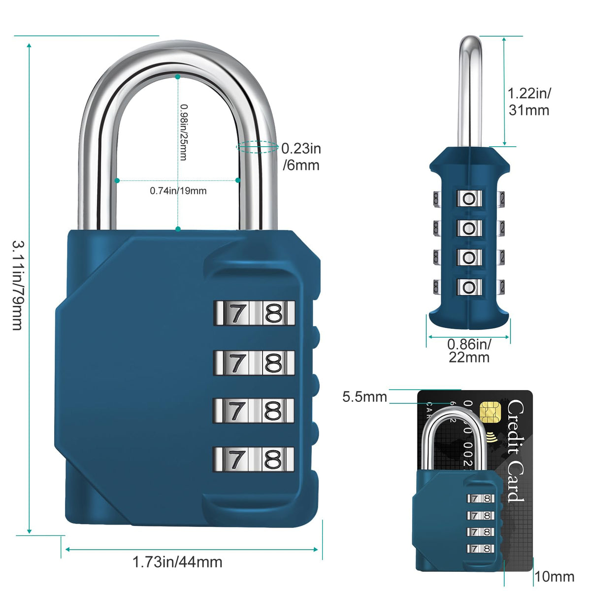 ZHEGE Combination Padlock, 4 Digit Combination Locker Padlock (Red)