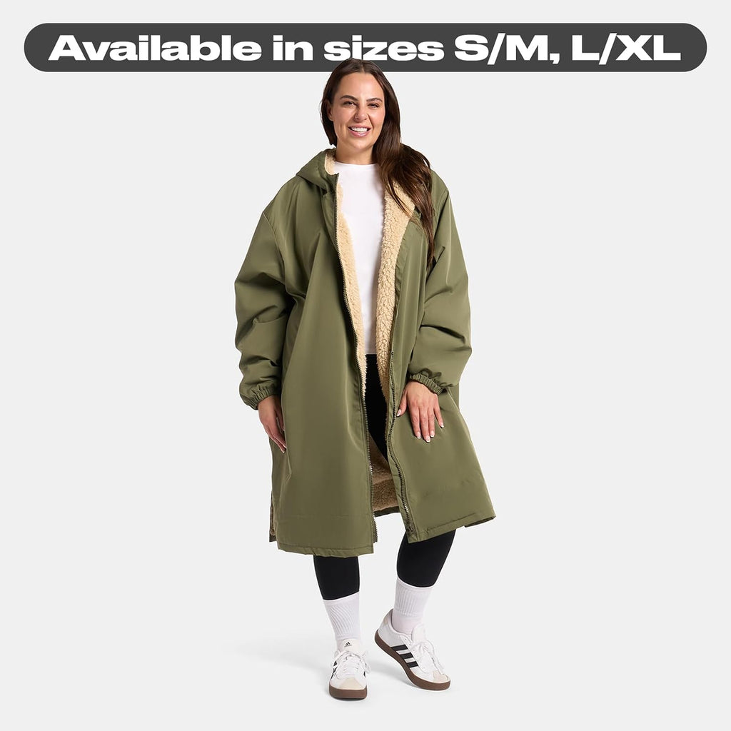 OHS Adults Drying Robe, Gifts for Women Outdoor Water-Resistant Changing Robe Womens Jacket Comfy Sherpa Privacy Robes for Women Men, Stay Dry Swimming Camping Drying Robes - S/M, L/XL