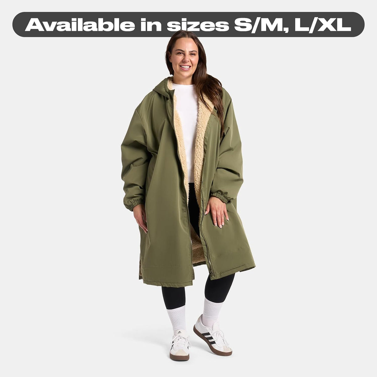 OHS Adults Drying Robe, Gifts for Women Outdoor Water-Resistant Changing Robe Womens Jacket Comfy Sherpa Privacy Robes for Women Men, Stay Dry Swimming Camping Drying Robes - S/M, L/XL