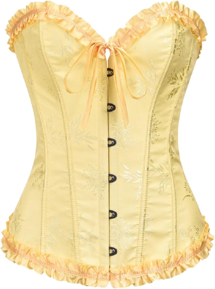 KUOSE Womens Black Basque Body Shaper Overbust Corset Top Plus Size S-6XL