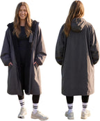 OHS Adults Drying Robe, Gifts for Women Outdoor Water-Resistant Changing Robe Womens Jacket Comfy Sherpa Privacy Robes for Women Men, Stay Dry Swimming Camping Drying Robes - S/M, L/XL