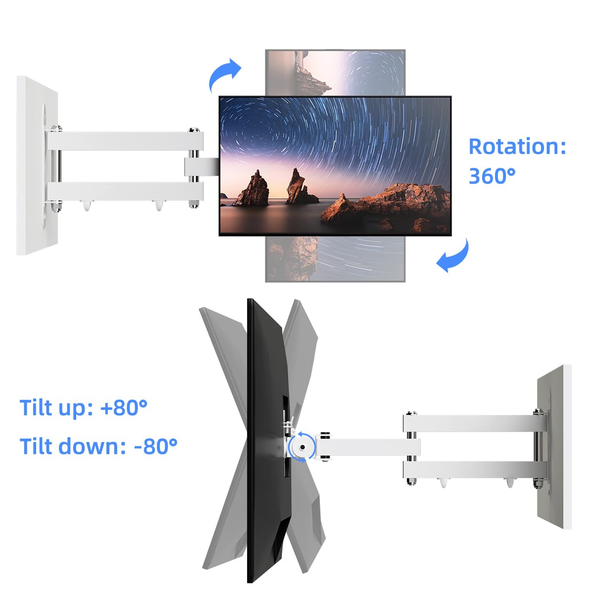 Suptek Full Motion TV Wall Mount Bracket for Most 13-30 inch TVs and Monitors, Flat and Curved TVs up to 28lbs, Tilt Swivel and 16.9 inch Extension, Max VESA 100x100mm, Black, MA2776