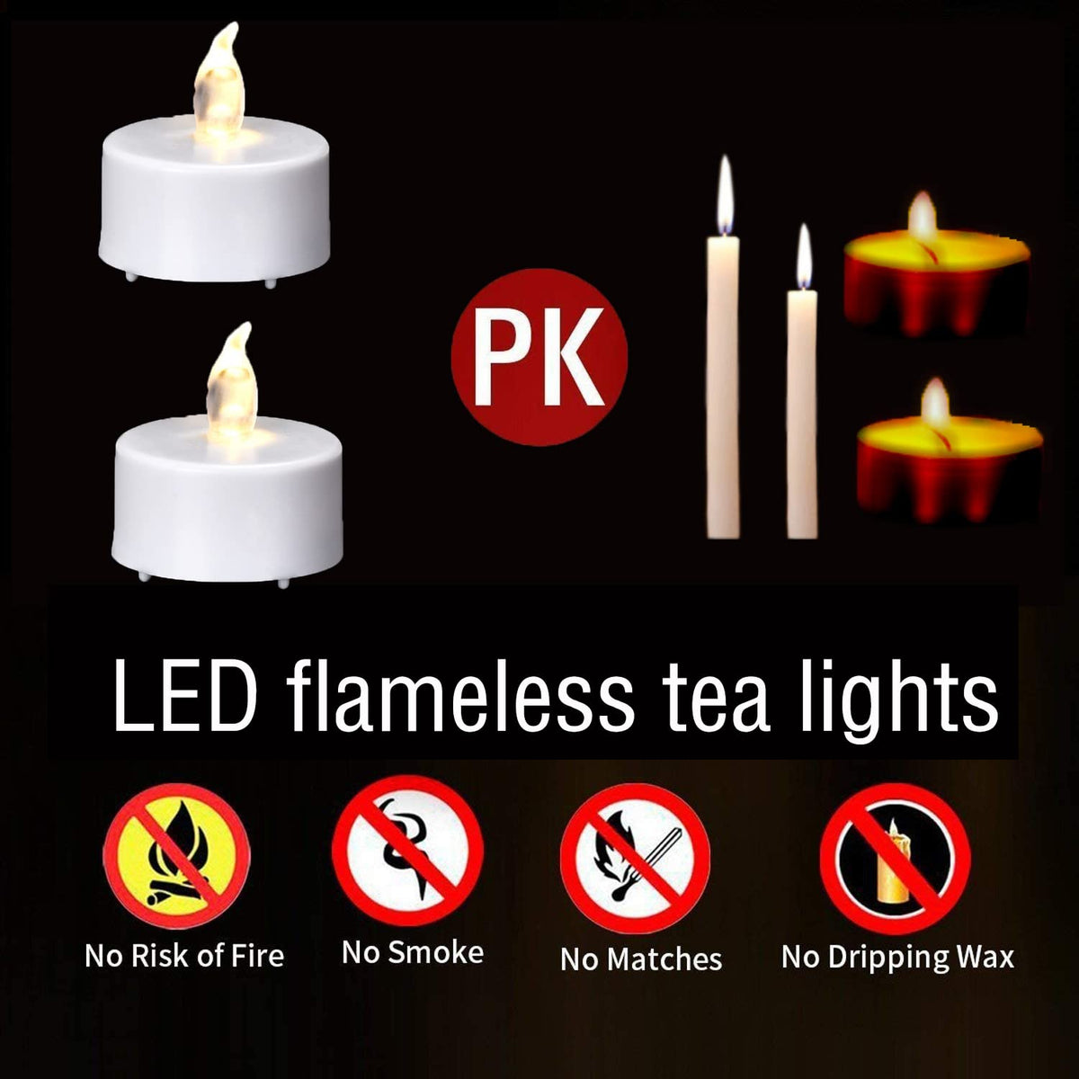 Battery Operated LED Tea Lights Flameless Flickering Candles 50PACK Blue