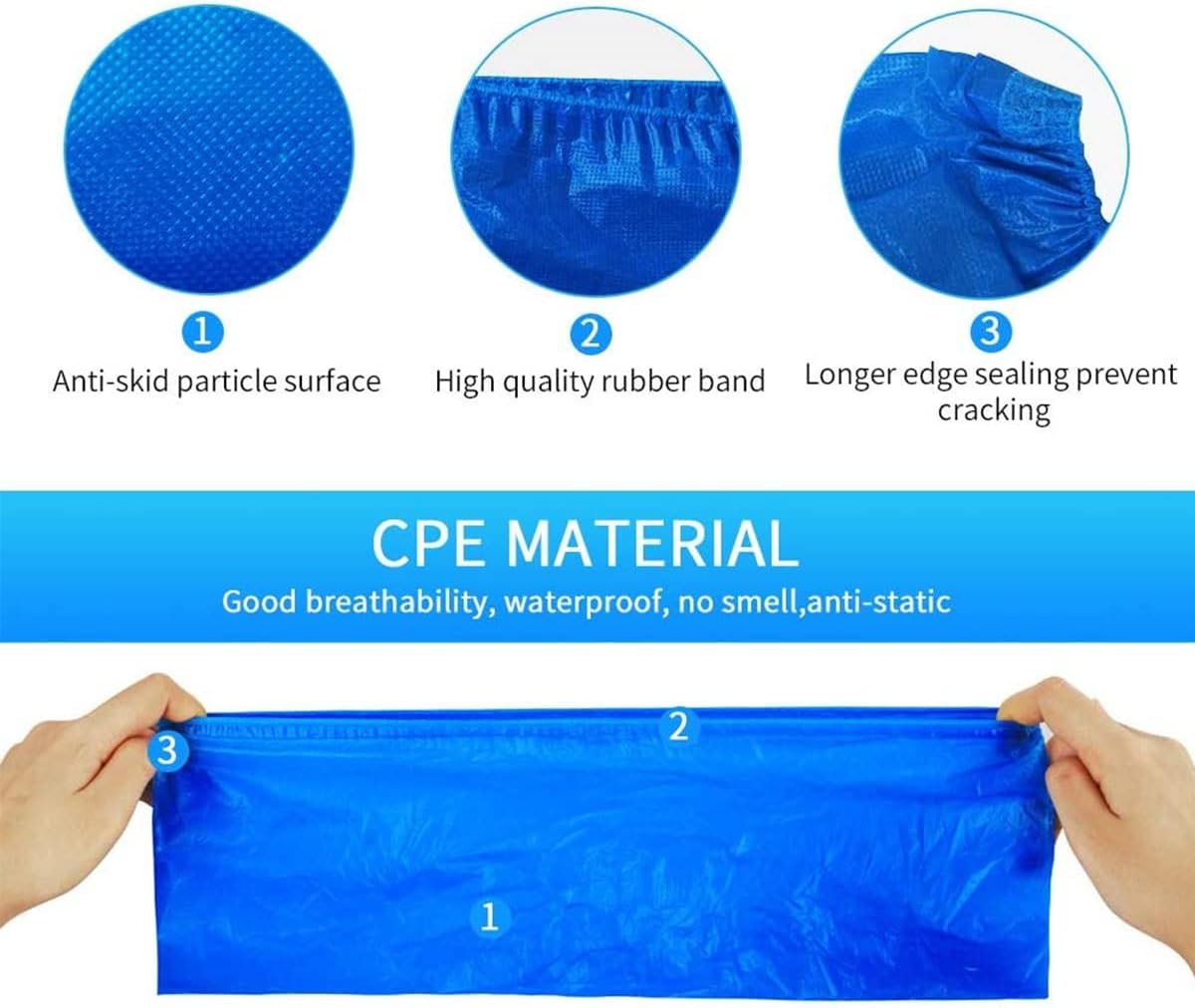 WUJUN 100/200 Pack Blue/Black Disposable Shoes Covers Boot Cover Waterproof, Dust-proof, Non-slip, One Size Fit Most, Protect Your Shoes, Carpets and Floors. Cleaning Accessories