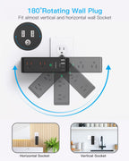 Surge Protector Outlet Extender with Rotating Plug, Multi Plug Wall Outlet