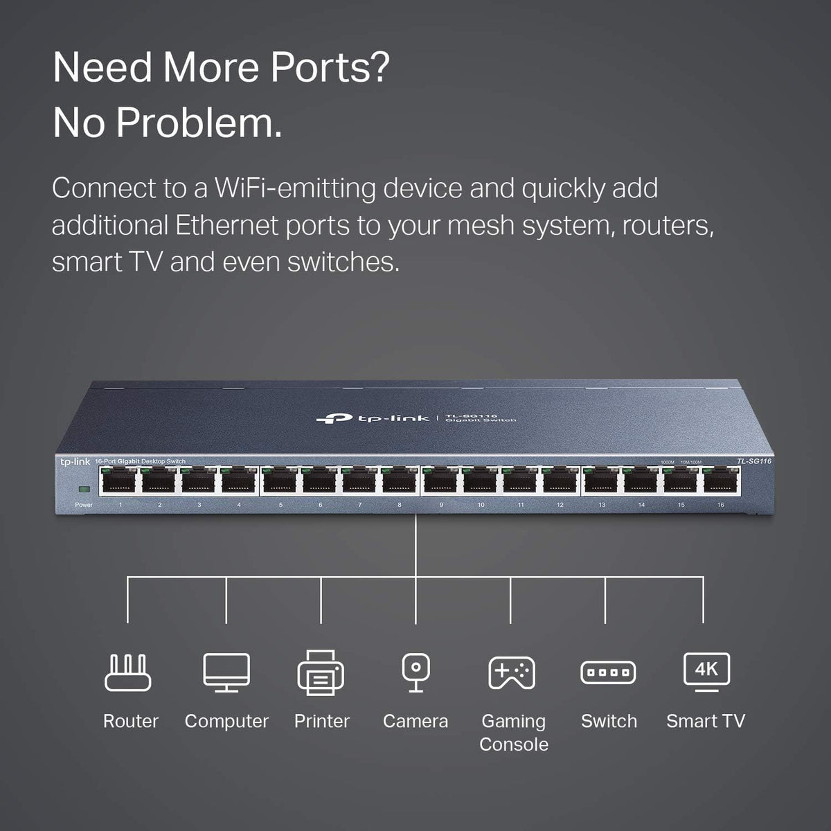 TP-Link TL-SG105S 5-Port Gigabit Network Switch, Metal Ethernet Splitter