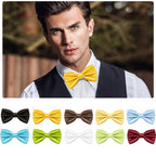 URAQT Men Pre-Tied Solid Satin Bow Tie, Adjustable Formal Bowtie