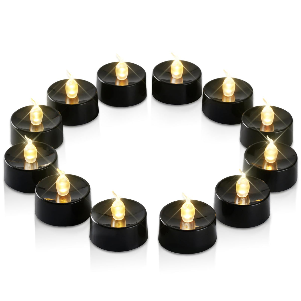 merrynights Flameless Candles, 24 Pack LED Tea Lights Candles Battery Operated, Last 200+ Hrs Flickering Tea Lights, Flameless Tealight Candles for Halloween Diwali Fall Christmas Wedding