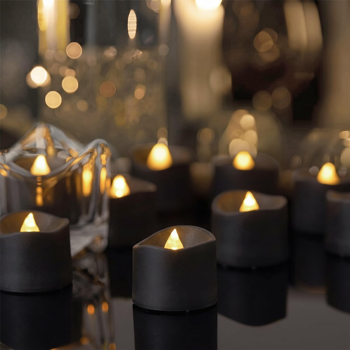 Homemory 24-Pack Flameless Tea Lights Candles Battery Operated, 200+ Hours