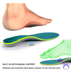 Plantar Fasciitis Arch Support Orthopedic Insoles Relieve Flat Feet Heel Pain Shock Absorption Comfortable Inserts(Size:UK-7,Length:10.25",Green)