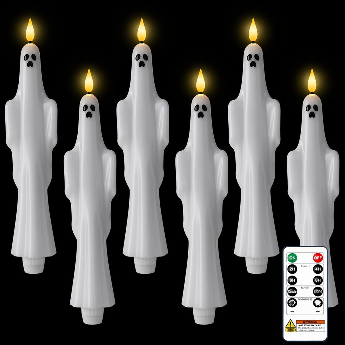 Homemory Real Wax LED Flameless Taper Candles with Remote Timer, 9.6 Inches Ivory Fake Candlesticks, Dripless Battery Operated Window Candle with 3D Flickering Flame for Fireplace Xmas Halloween