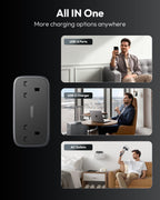 NTONPOWER UK to European Plug Adapter with 1.2M Extension Cable，2 Way Travel Extension Lead with 3 USB(2A+1C) Compact Travel Adapter for Germany France Spain Turkey Greece Iceland etc(Type E/F)