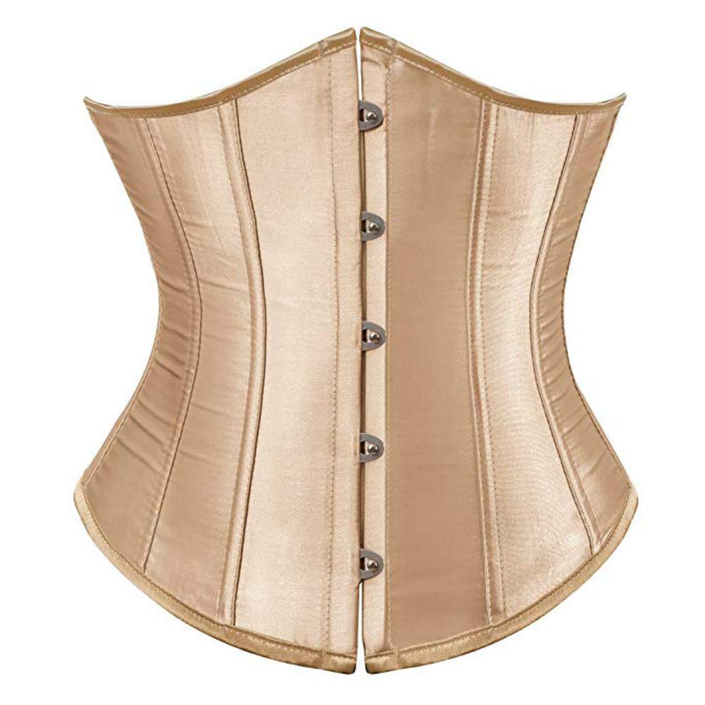 Kelvry Women's Satin Waist Cincher Lace up Boned Bustier Underbust Corset