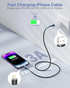 Aioneus iPhone Charger Cable 1M, MFi Certified Lightning Cable Fast iPhone Charging Cable Nylon Braided USB iPhone Charger Lead for iPhone 14 13 12 11 Pro Max XR XS X Max 8 7 6s Plus SE, iPad