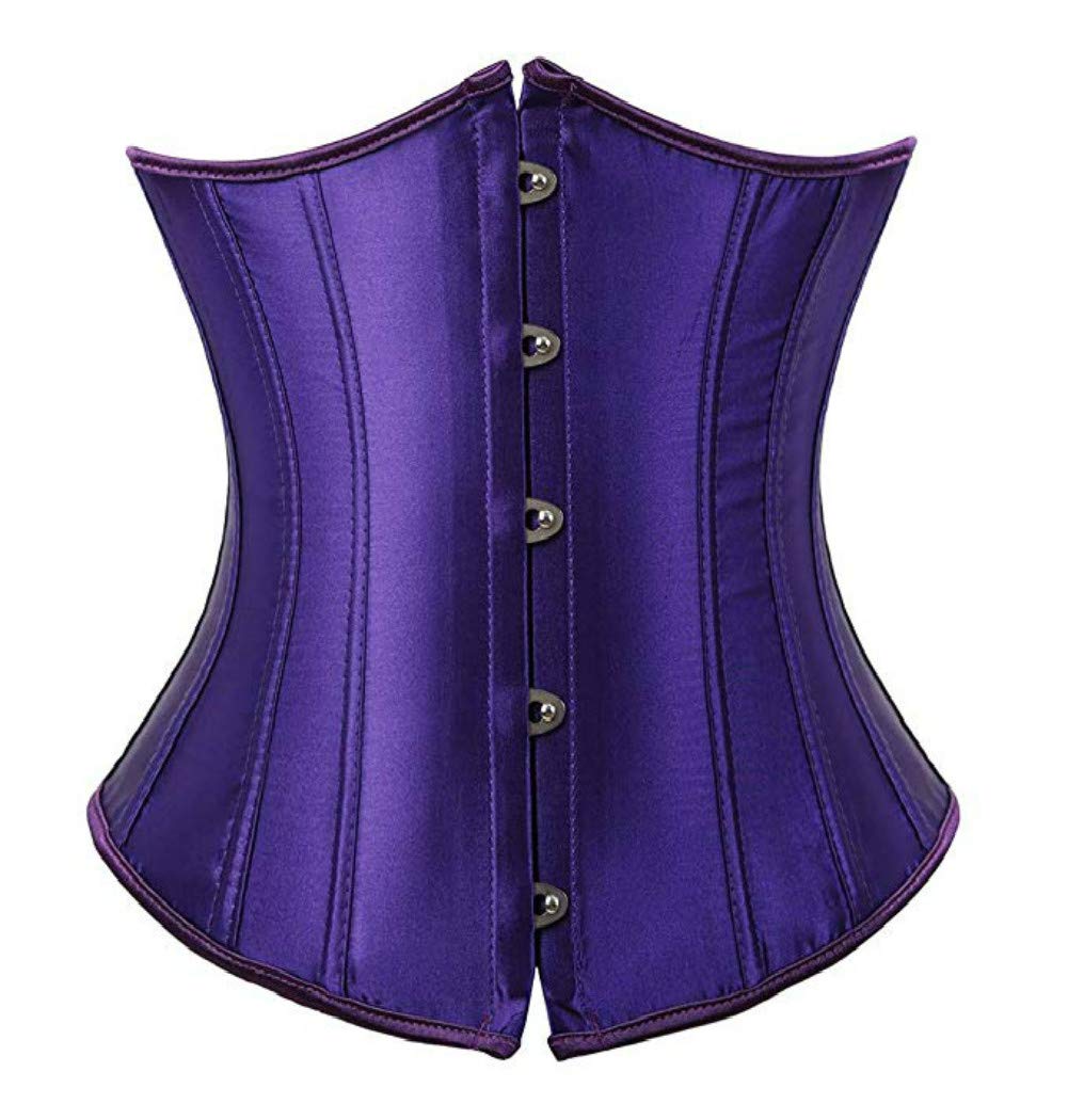 Kelvry Women's Satin Waist Cincher Lace up Boned Bustier Underbust Corset