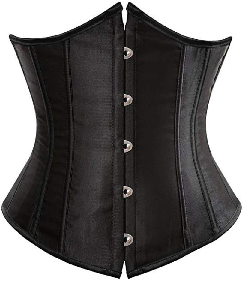 Kelvry Women's Satin Waist Cincher Lace up Boned Bustier Underbust Corset