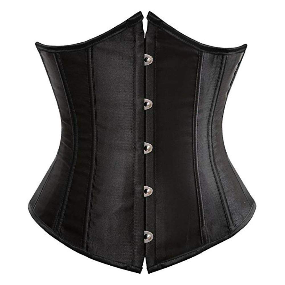 Kelvry Women's Satin Waist Cincher Lace up Boned Bustier Underbust Corset