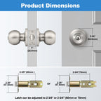 BESTTEN Keyed Entry Door Knob with Lock, Heavy Duty Interior and Exterior Door Lock, Standard Ball, Satin Nickel