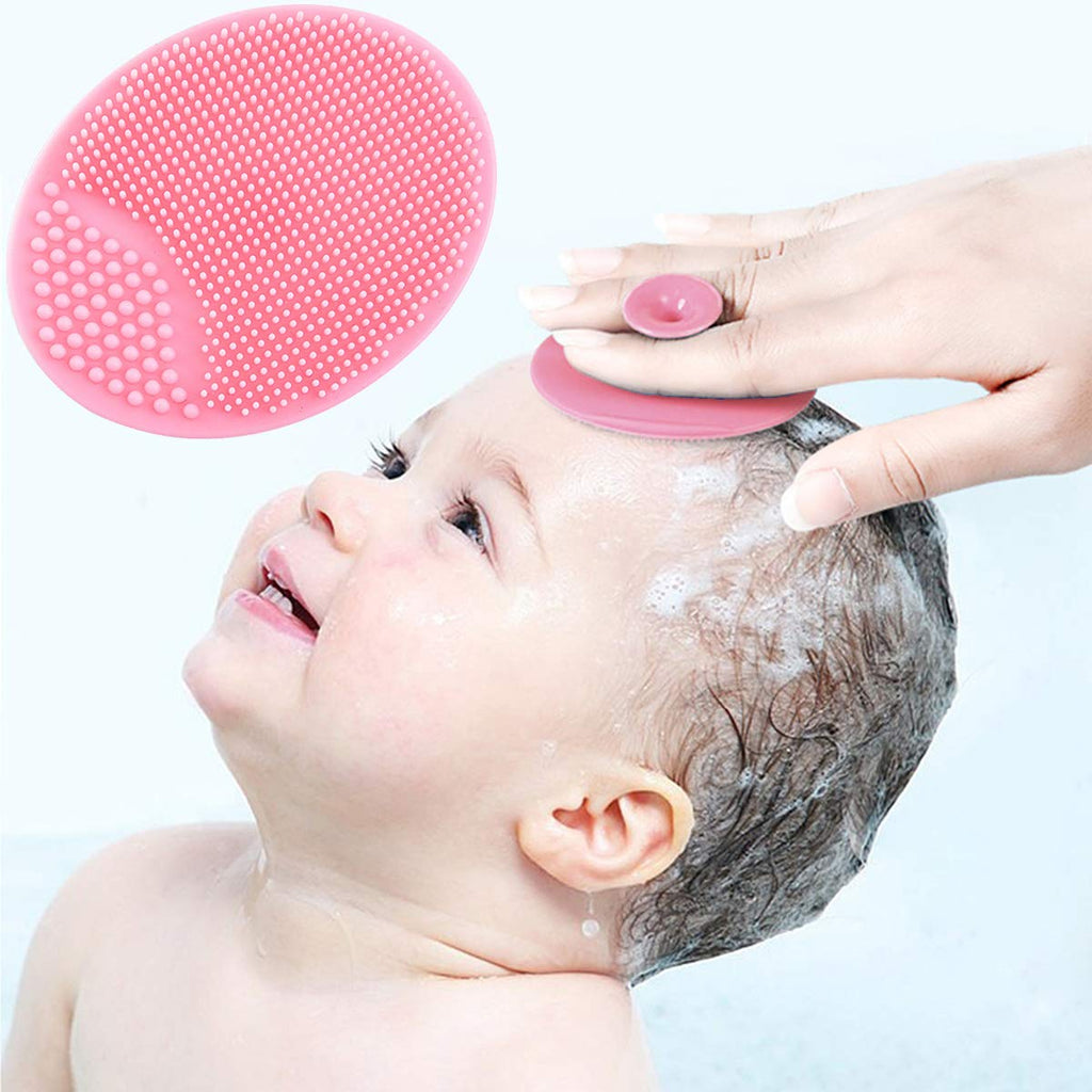 Baby Bath Brush, Baby Cradle Cap Brush, Silicone Massage Brush, Silicone Scrubbers Exfoliator Brush, Baby Skin Scrubbers Essential for Dry Skin, Cradle Cap and Eczema 2 Pack (Small-Blue&Green)