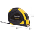 Amazon Basics Self-Locking Tape Measure with Belt Clip, 16-Feet (5-Meters), Inch/Metric Scale, MID Accuracy, Black, Yellow