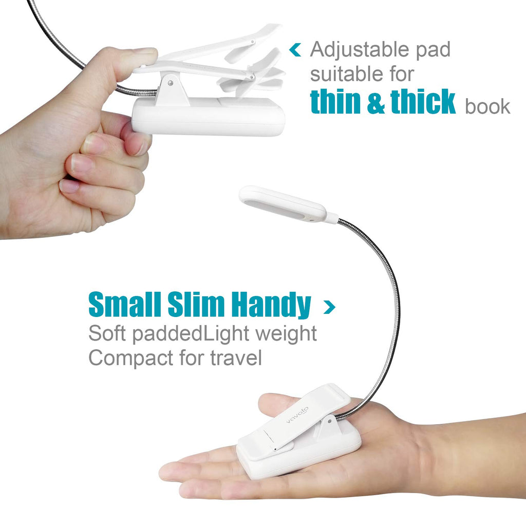 VAVOFO Rechargeable Reading Light, Clip on Book Light for Reading in Bed