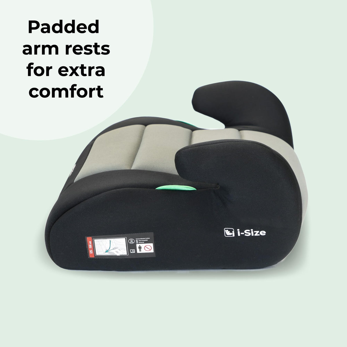 My Babiie MBCSB10 Booster Car Seat - Lightweight at 1kg, Approx. 6-12 Years (125-150cm, 22-36kg), R129, i-Size Backless Child Car Seat, Group 3, Compact, Portable, Ideal for Travel - Black