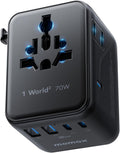 MOMAX Universal Travel Adapter 70W GaN, Travel Plug Adapter for UK/EU/AU/US