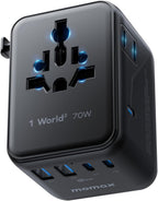 MOMAX Universal Travel Adapter 70W GaN, Travel Plug Adapter for UK/EU/AU/US