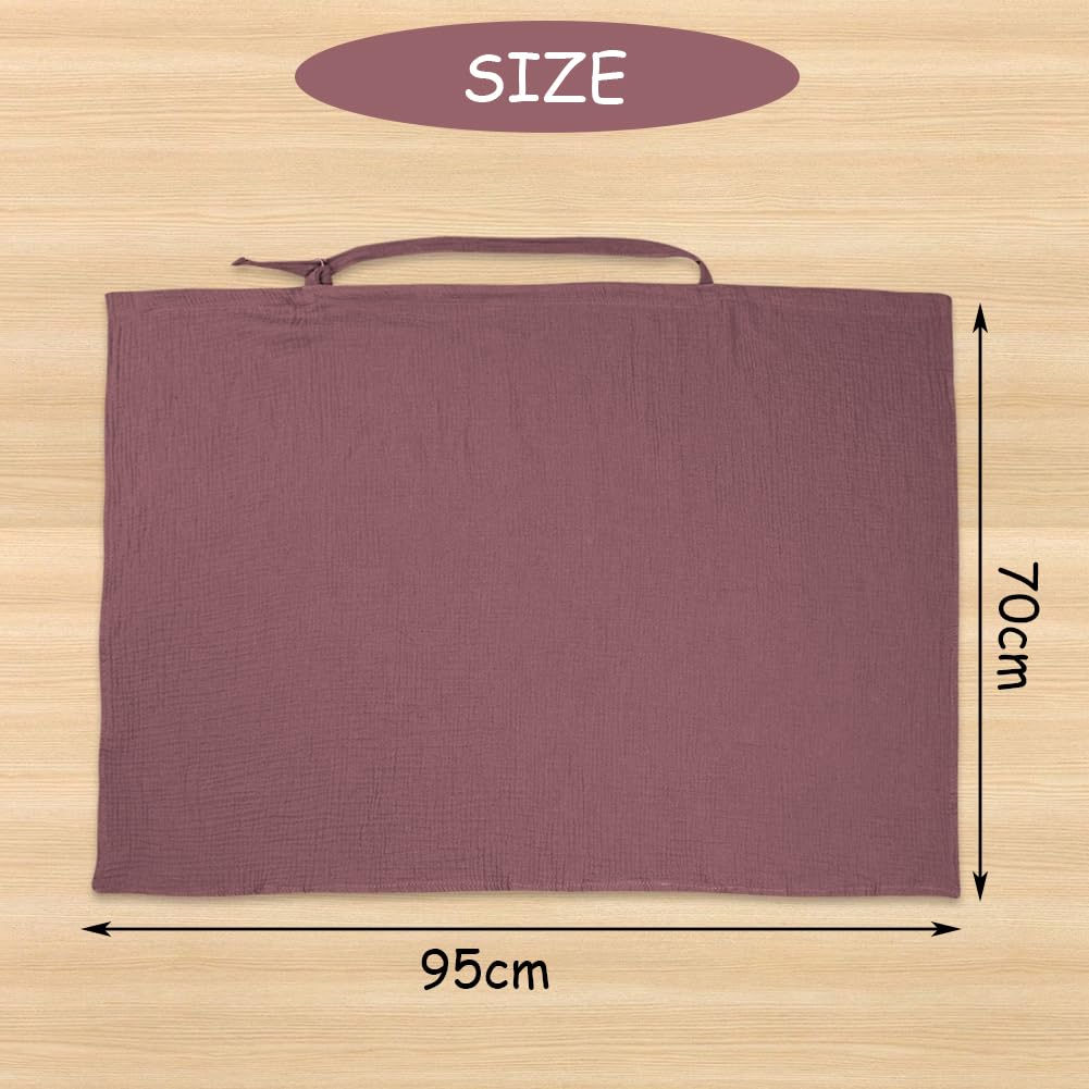 Aolso Breastfeeding Cover Nursing Cover, Muslin Cotton Soft Breathable Nursing Cover, Adjustable Strap Breast Feeding Coverall for Car Seat Blanket and Stroller Coverall (White-Bear)