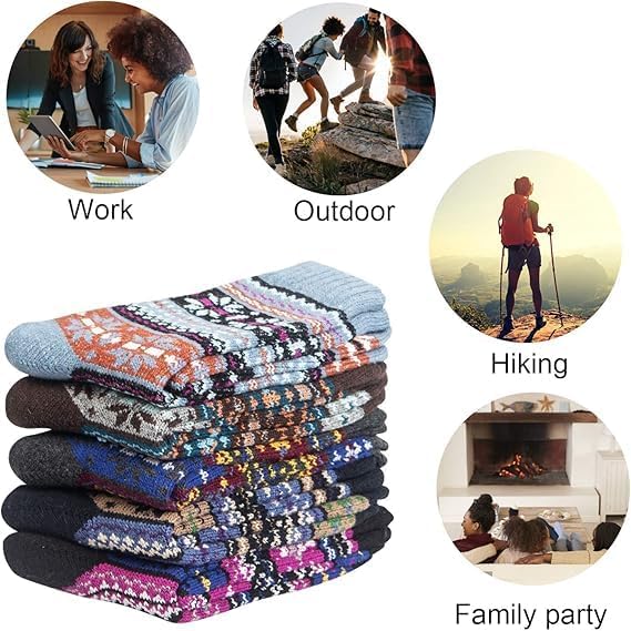 Ladies Socks Wool Thermal Fluffy Gifts For Women 5 Pairs