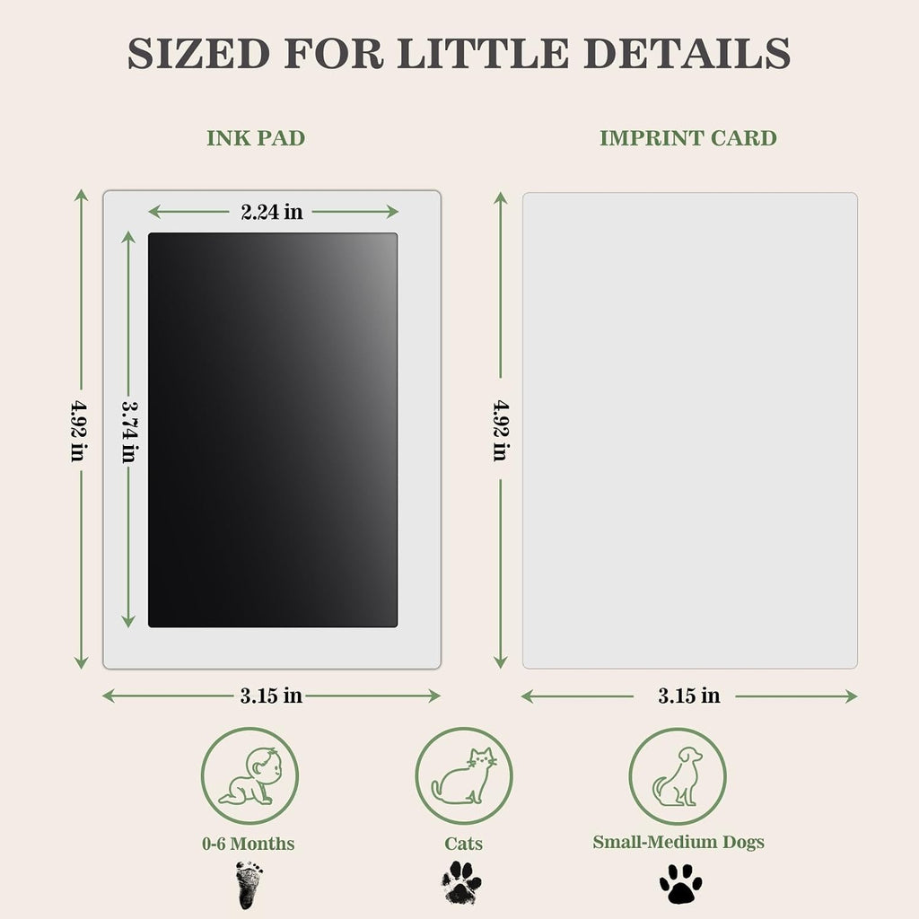 Nabance Baby Hand and Footprint Kit, 3 Inkless Print Pads, 6 Imprint Cards