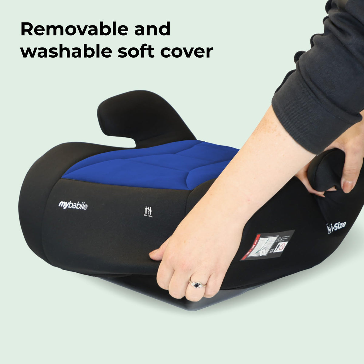 My Babiie MBCSB10 Booster Car Seat - Lightweight at 1kg, Approx. 6-12 Years (125-150cm, 22-36kg), R129, i-Size Backless Child Car Seat, Group 3, Compact, Portable, Ideal for Travel - Black
