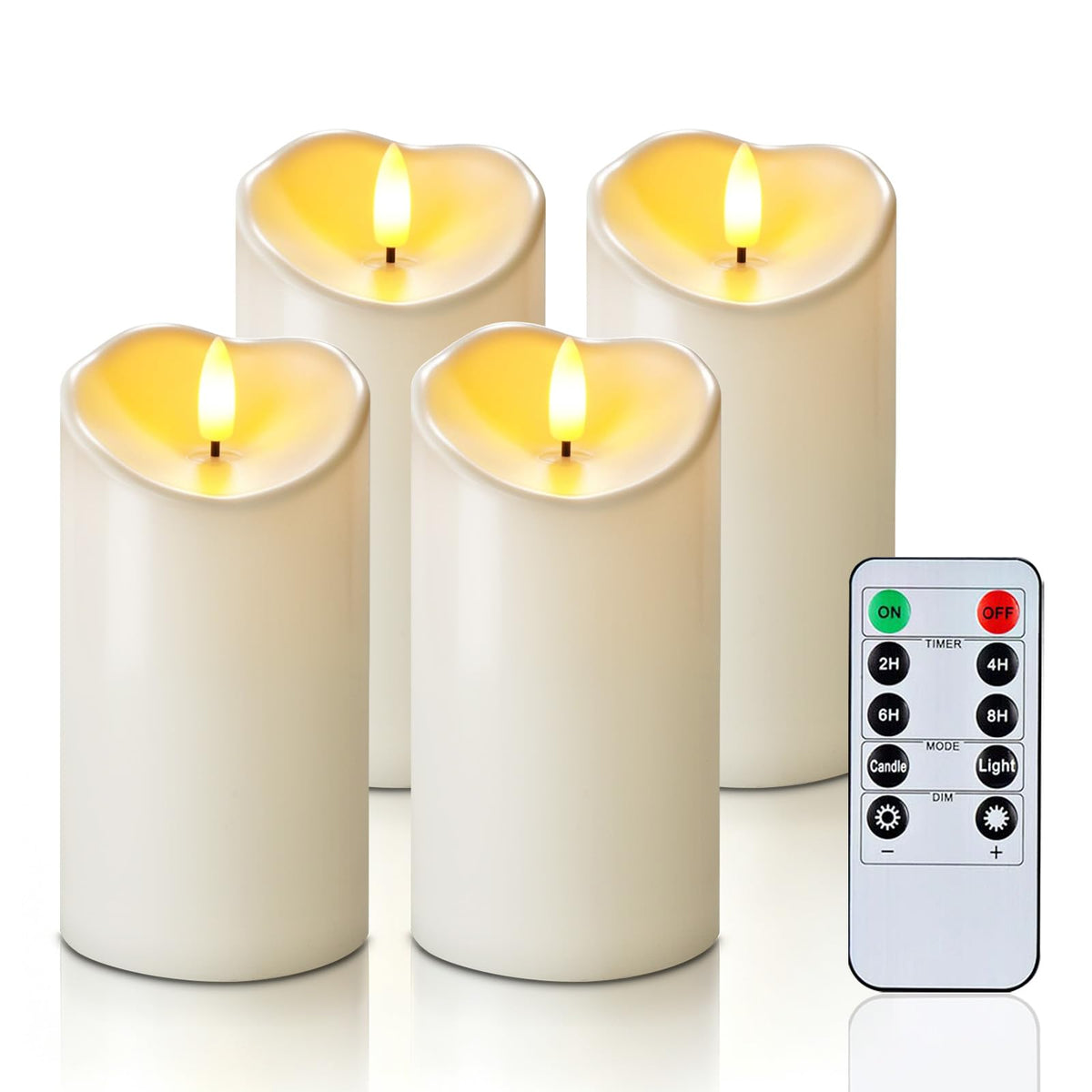 Homemory Orange Drip Real Wax Flameless Candles with Remote Timer, Set of 3